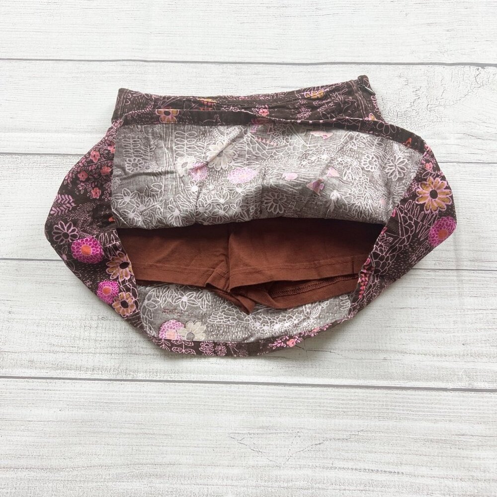 Lands’ End Girls Skort Brown Floral Print Side Zipper Corduroy Skirt 5 - Picture 2 of 5